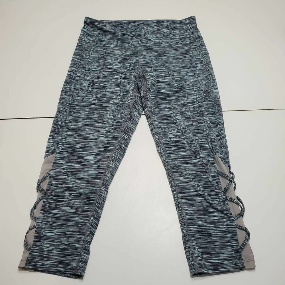 Champion Womens Activewear Leggings Blue Green Space Dye Stretch Mesh M